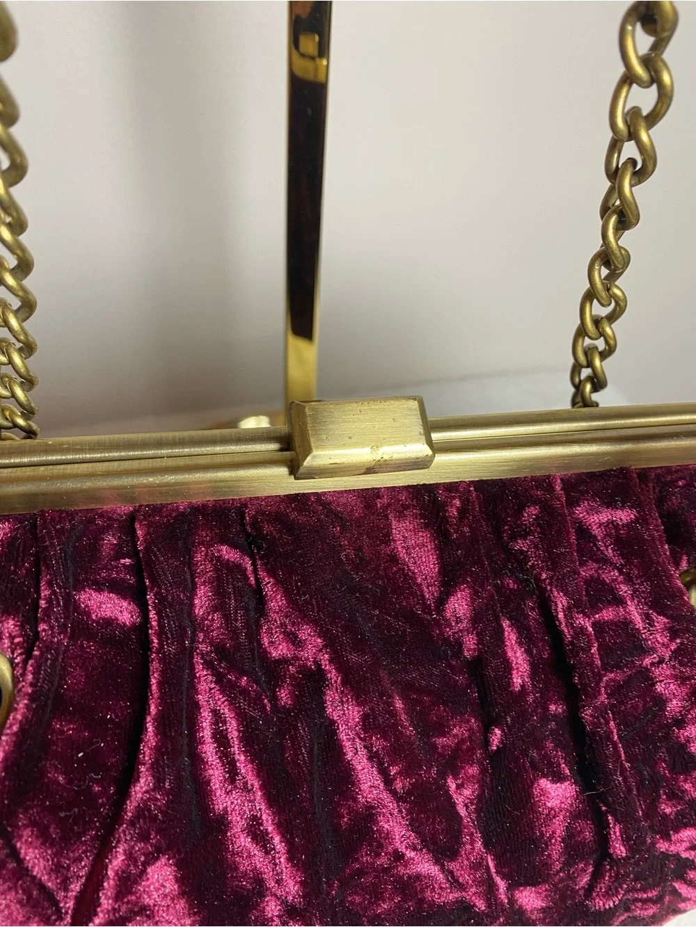 Vintage Apt. 9 Velvet Frame Chain Shoulder Bag - Plum Burgundy